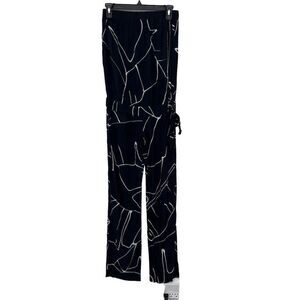 Lauwae Womens Jumpsuit XS‎ Black & White Abstract Hawaiian Manuhealii Like